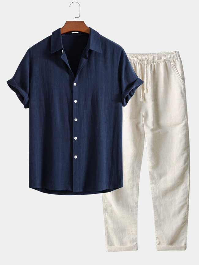 Two-Piece Polyester-Blend Tracksuit with Stand Collar and Drawstring Pants