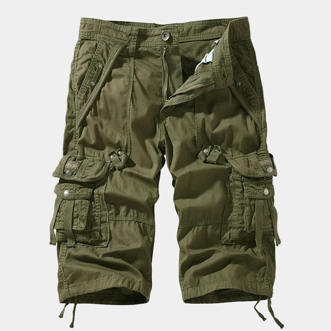 Utility Cargo Shorts with Belt and Flap Pockets