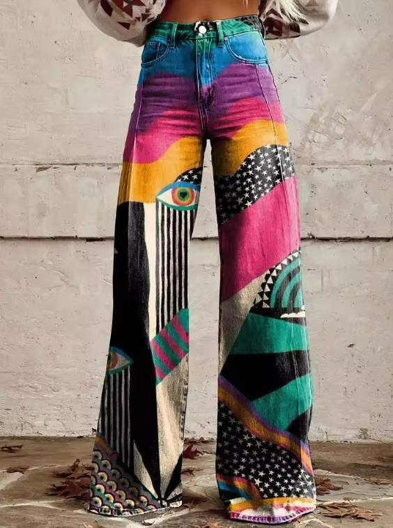 TALIA™ - Boho Flared Pants with High Waist and Artistic Festival Look