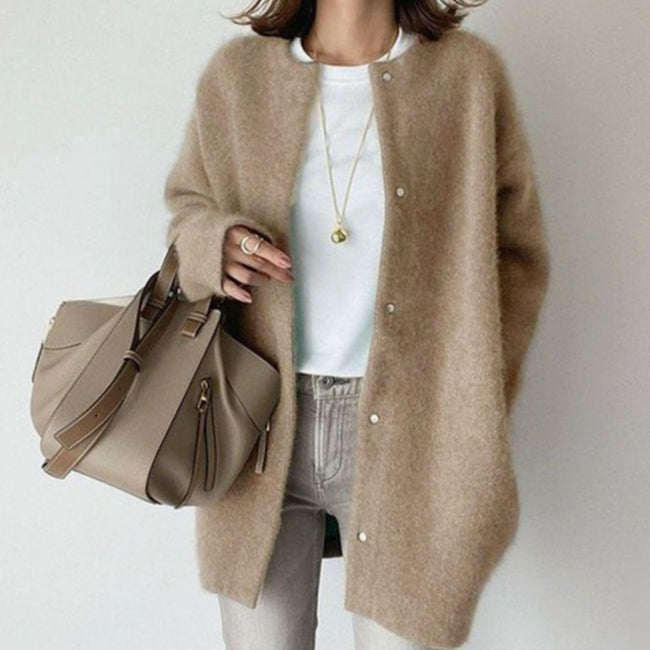 Victoria | Women's Oversized Button-Front Fuzzy Knit Winter Cardigan